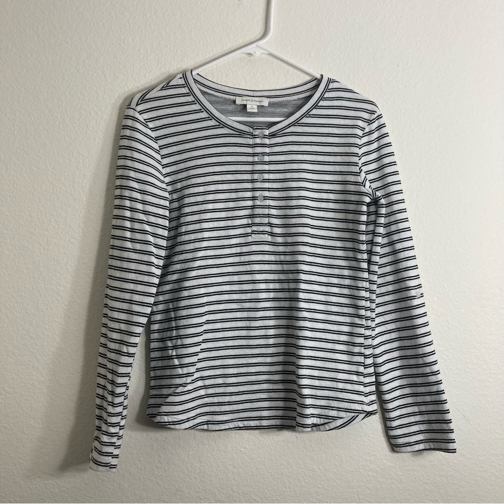 Vintage American Striped Top - White/Black - Small